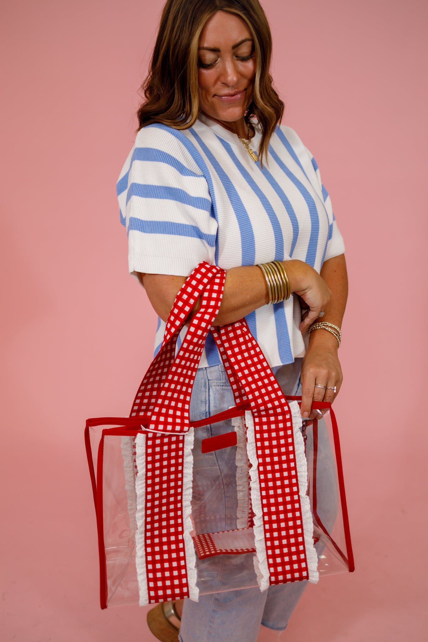 Case Mate Bubble Jelly Tote Bag, CHERRY GINGHAM Jaxe + Grace Boutique