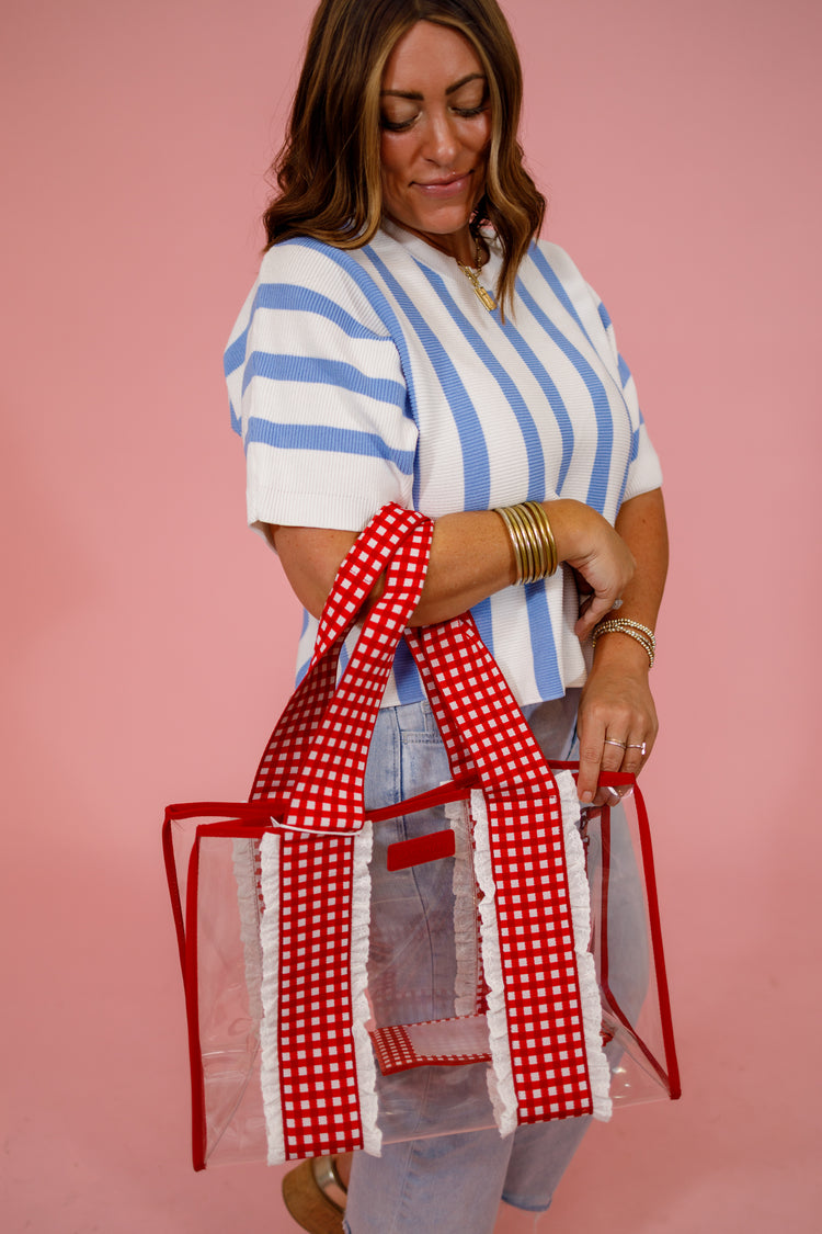 Case Mate Bubble Jelly Tote Bag, CHERRY GINGHAM Jaxe + Grace Boutique