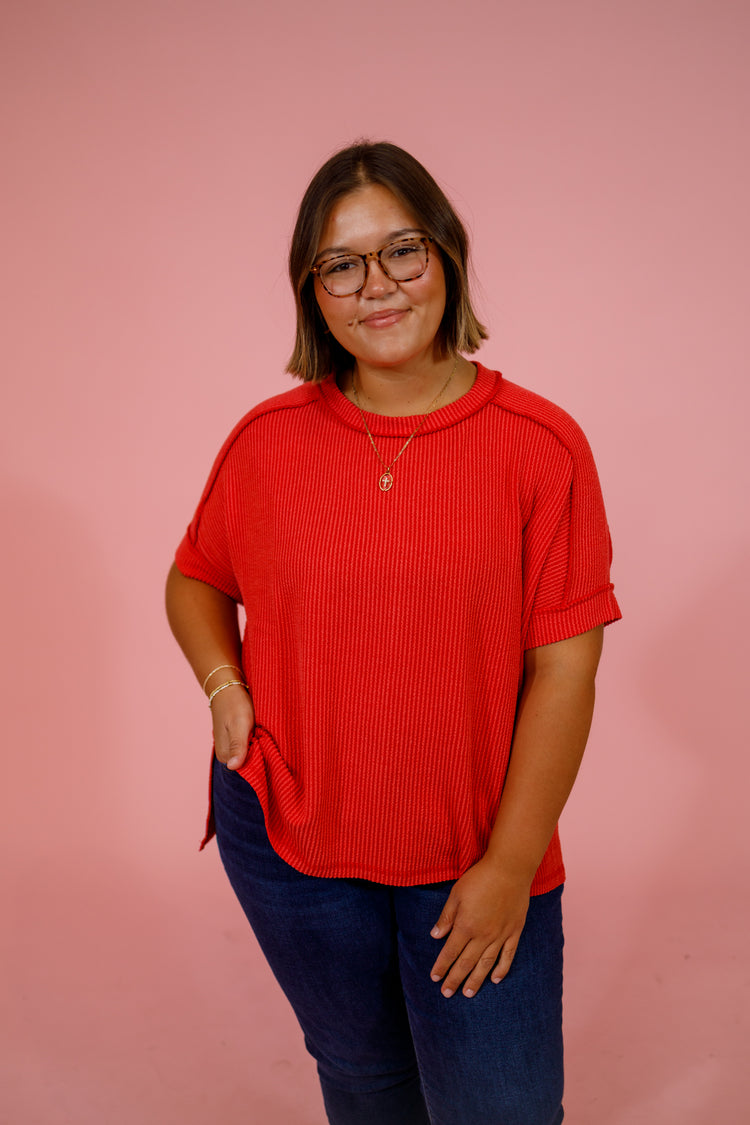 Curvy Ribbed Cuff Sleeve Top, RUBY Jaxe + Grace Boutique