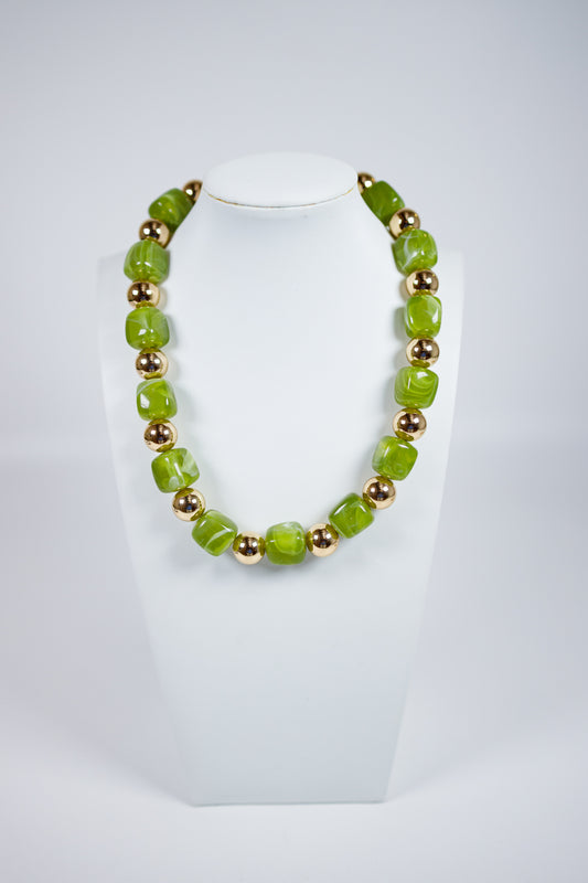 Gold and Olive Green Necklace Jaxe + Grace Boutique