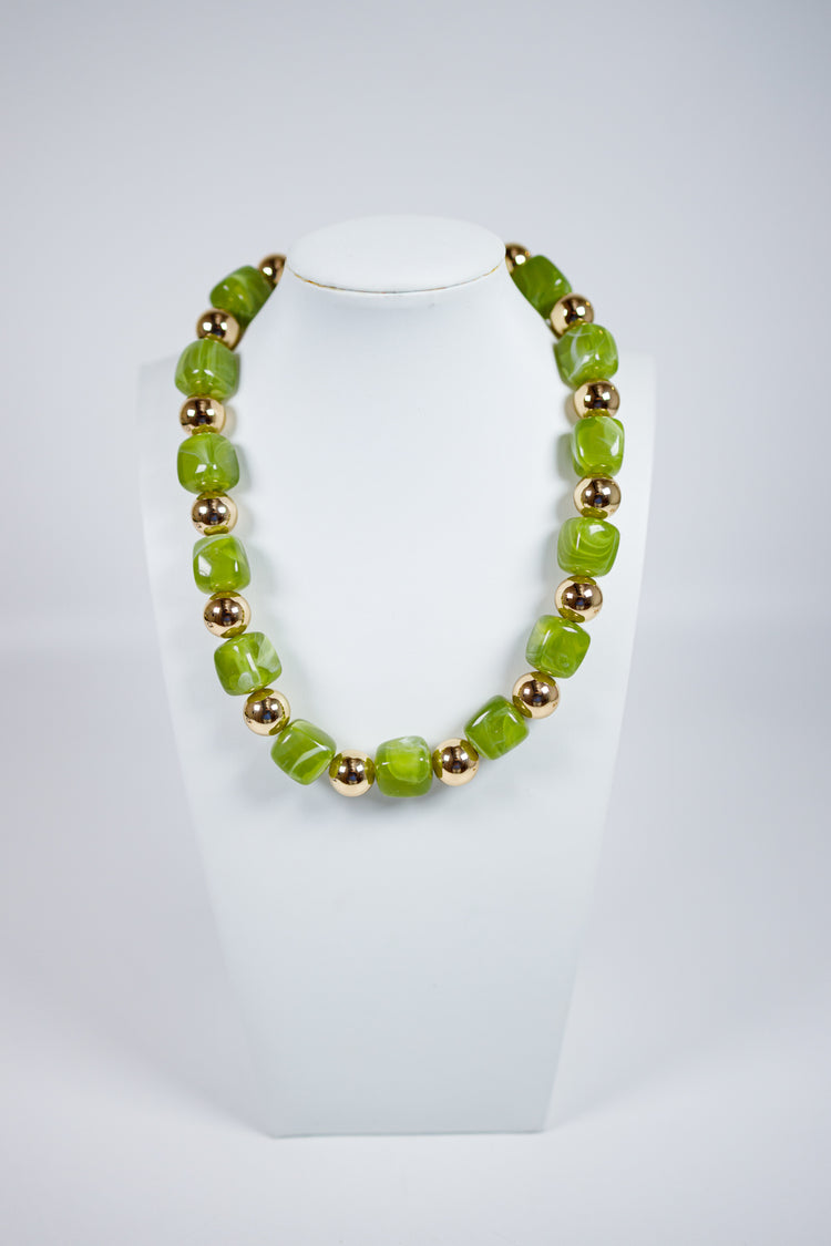 Gold and Olive Green Necklace Jaxe + Grace Boutique