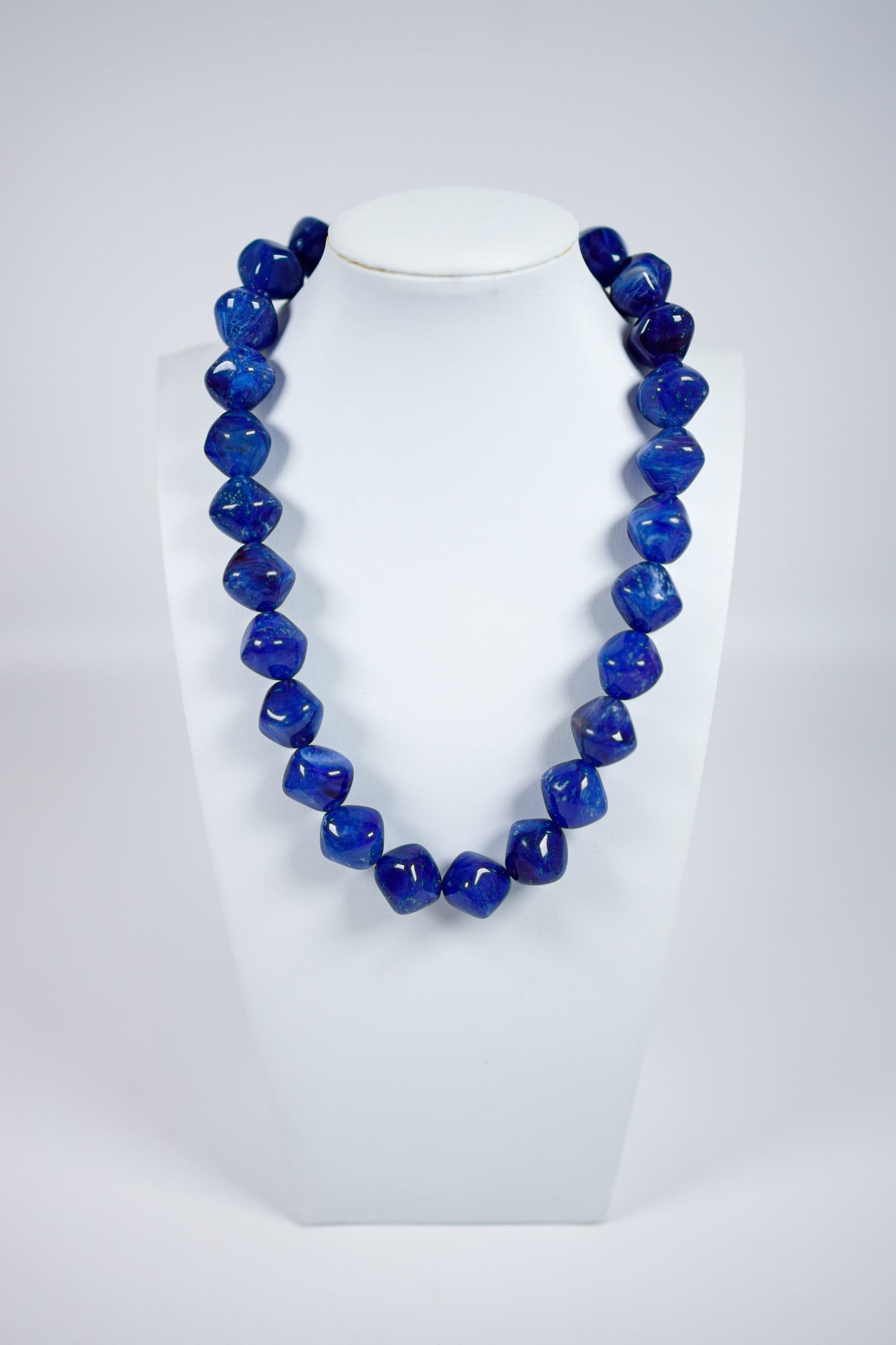 Blue Acrylic Stone Chunky Beaded Necklace Jaxe + Grace Boutique