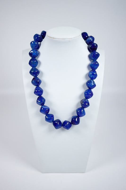 Blue Acrylic Stone Chunky Beaded Necklace Jaxe + Grace Boutique