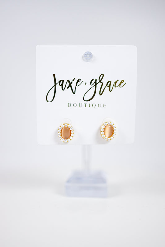 Pink Cat Eye Stone Drop Earrings Jaxe + Grace Boutique