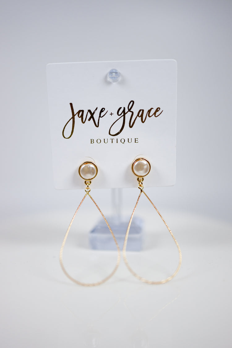 Teardrop Pearl Dangle Earrings Jaxe + Grace Boutique