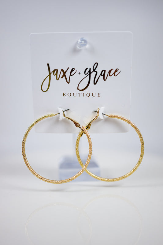 Textured Gold Thin Hoop Earrings Jaxe + Grace Boutique