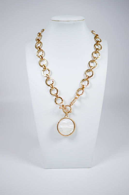 Chunky Chain Circle Pearl Necklace Jaxe + Grace Boutique