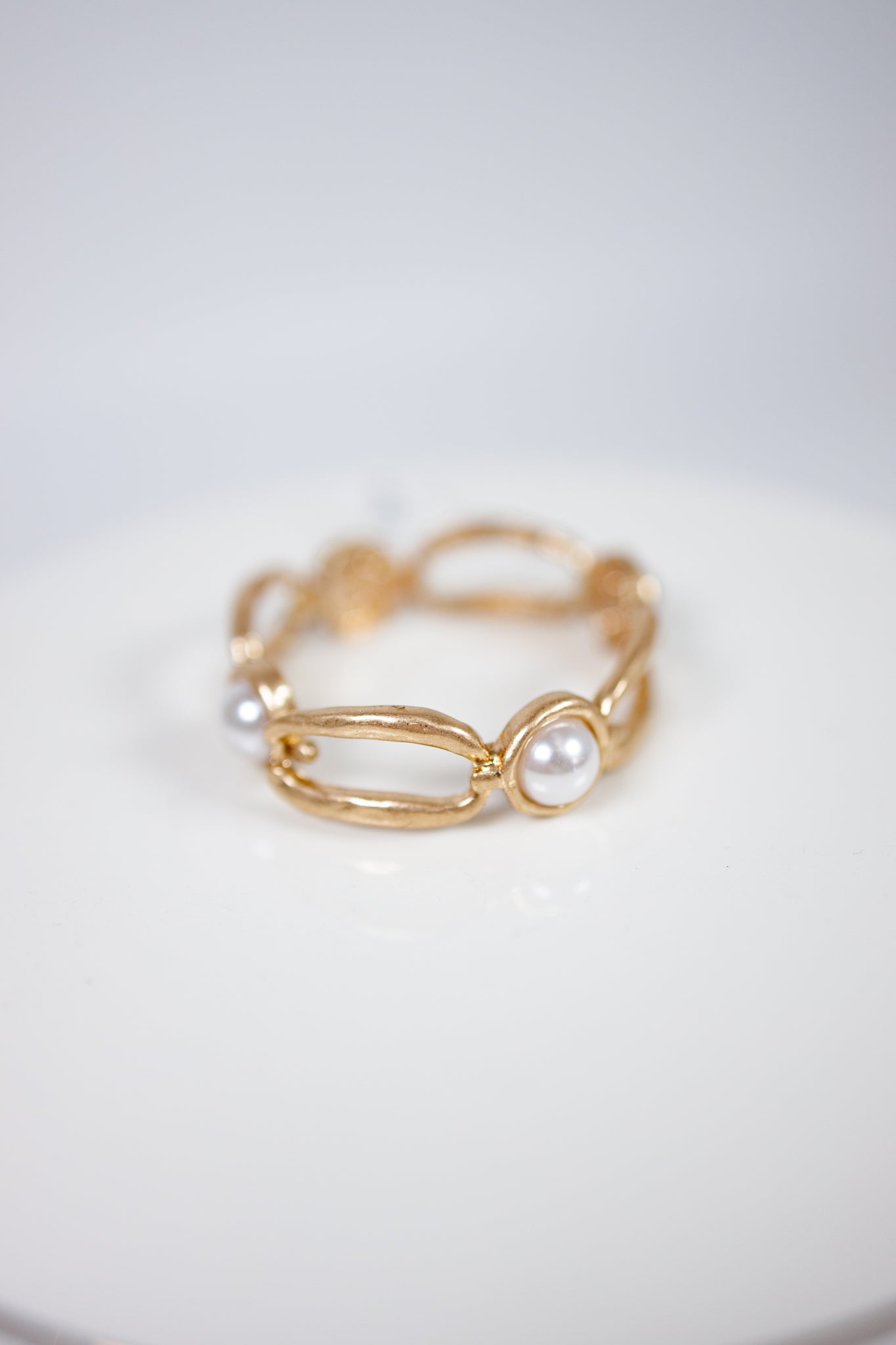 Pearl and Chain Stretch Bangle Jaxe + Grace Boutique