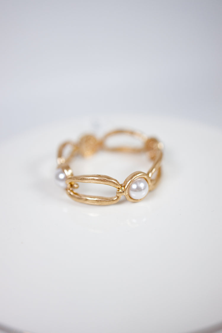 Pearl and Chain Stretch Bangle Jaxe + Grace Boutique