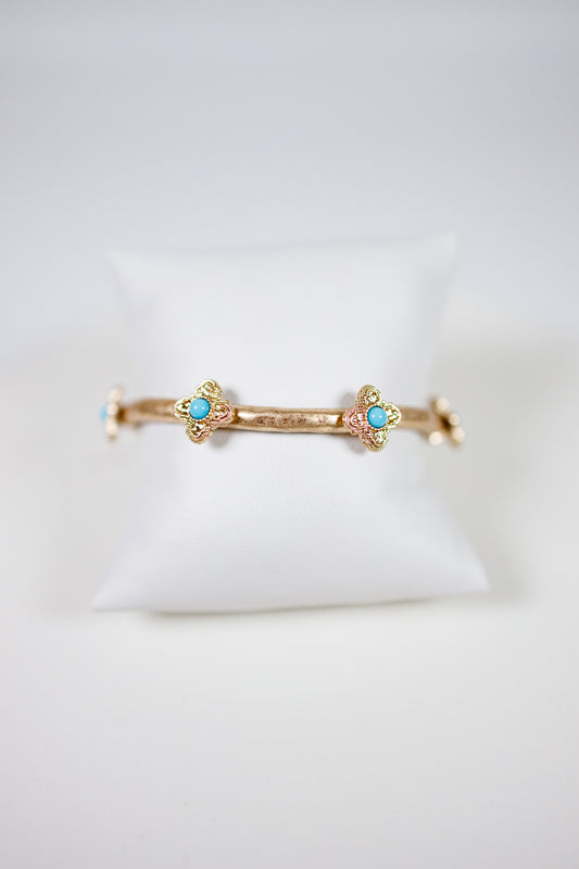 Turquoise Medallion Stretch Bangle Jaxe + Grace Boutique