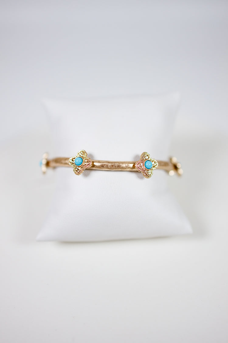 Turquoise Medallion Stretch Bangle Jaxe + Grace Boutique
