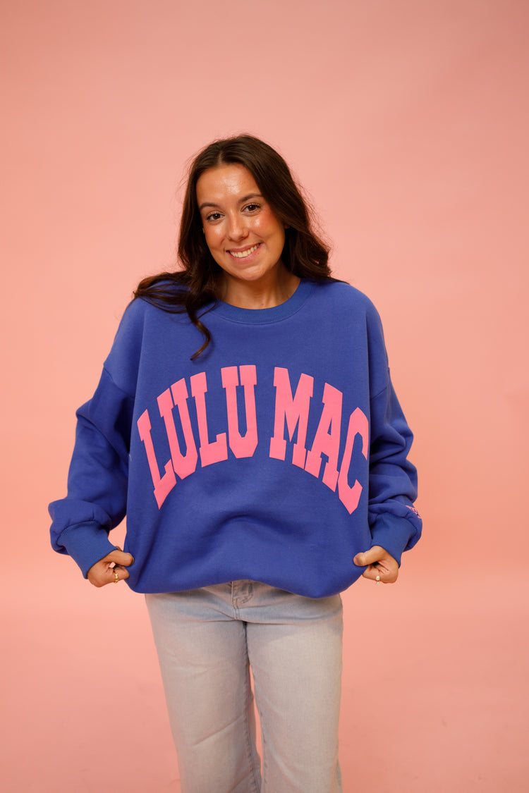 LULU MAC - Royal Blue with Pink Sweatshirt Jaxe + Grace Boutique