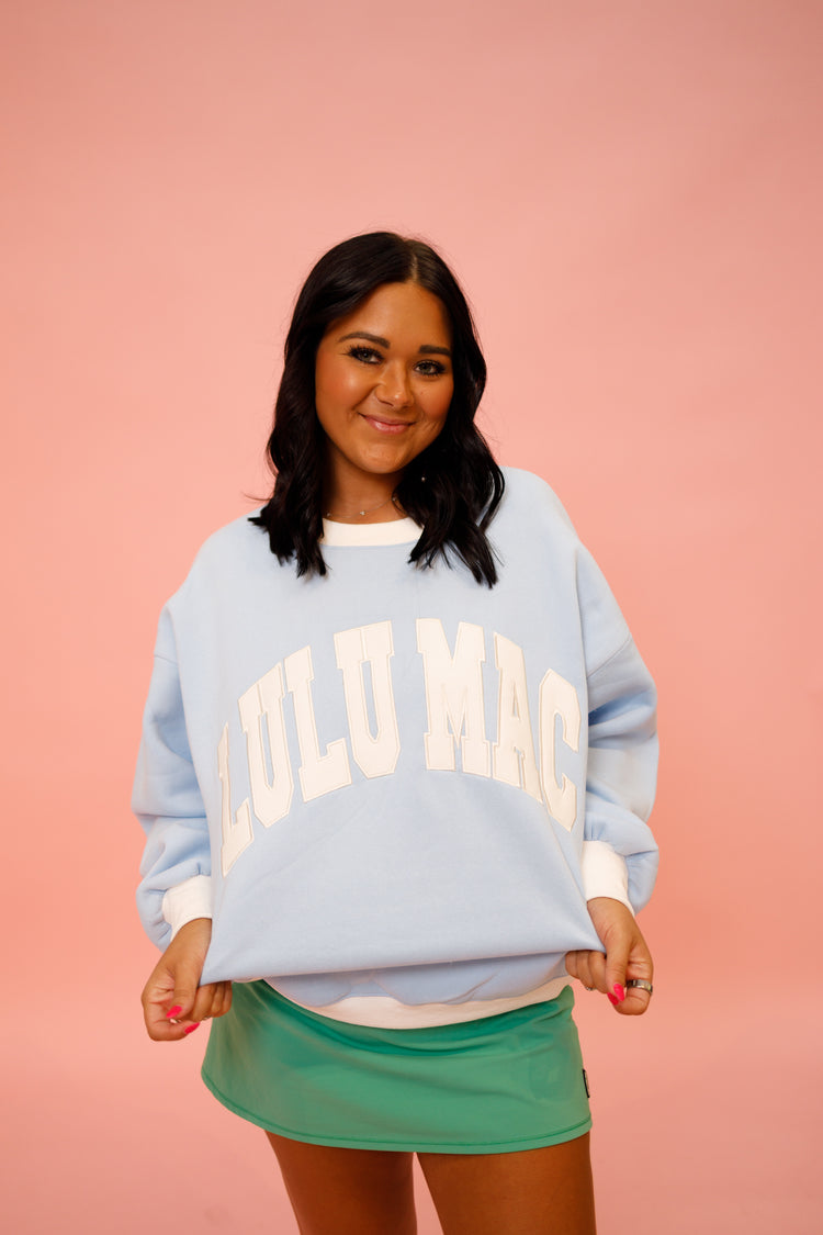 LULU MAC - Light Blue and White Sweatshirt Jaxe + Grace Boutique