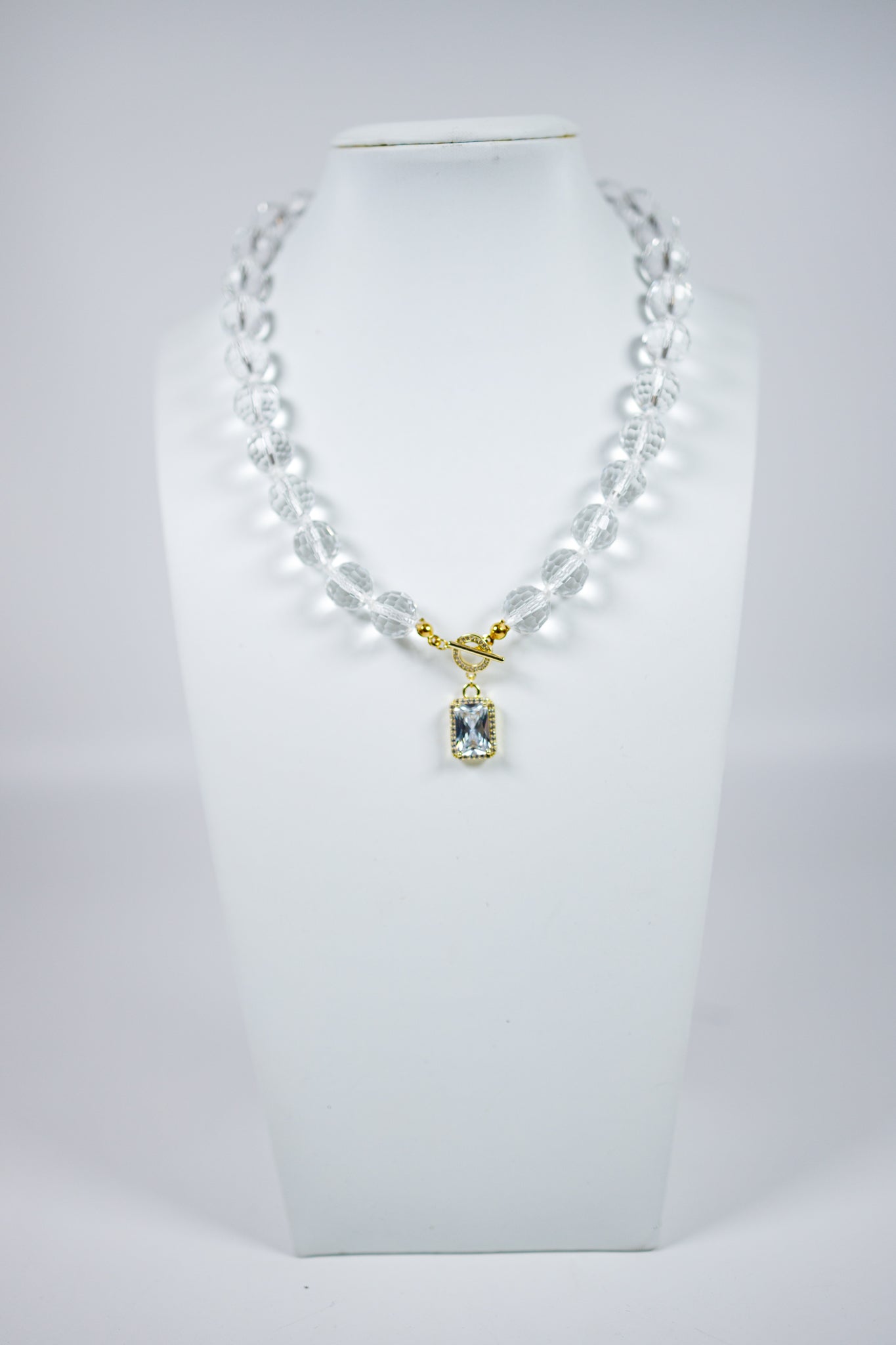 Clear Ball and Crystal Necklace Jaxe + Grace Boutique
