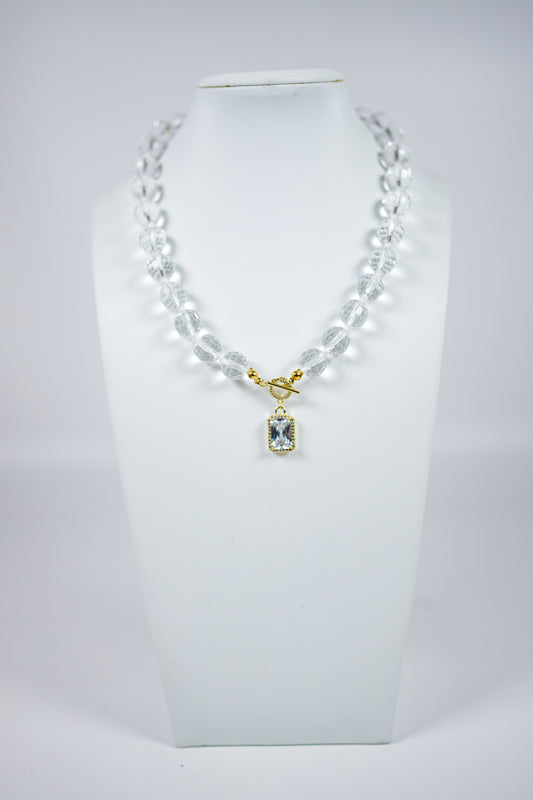 Clear Ball and Crystal Necklace Jaxe + Grace Boutique