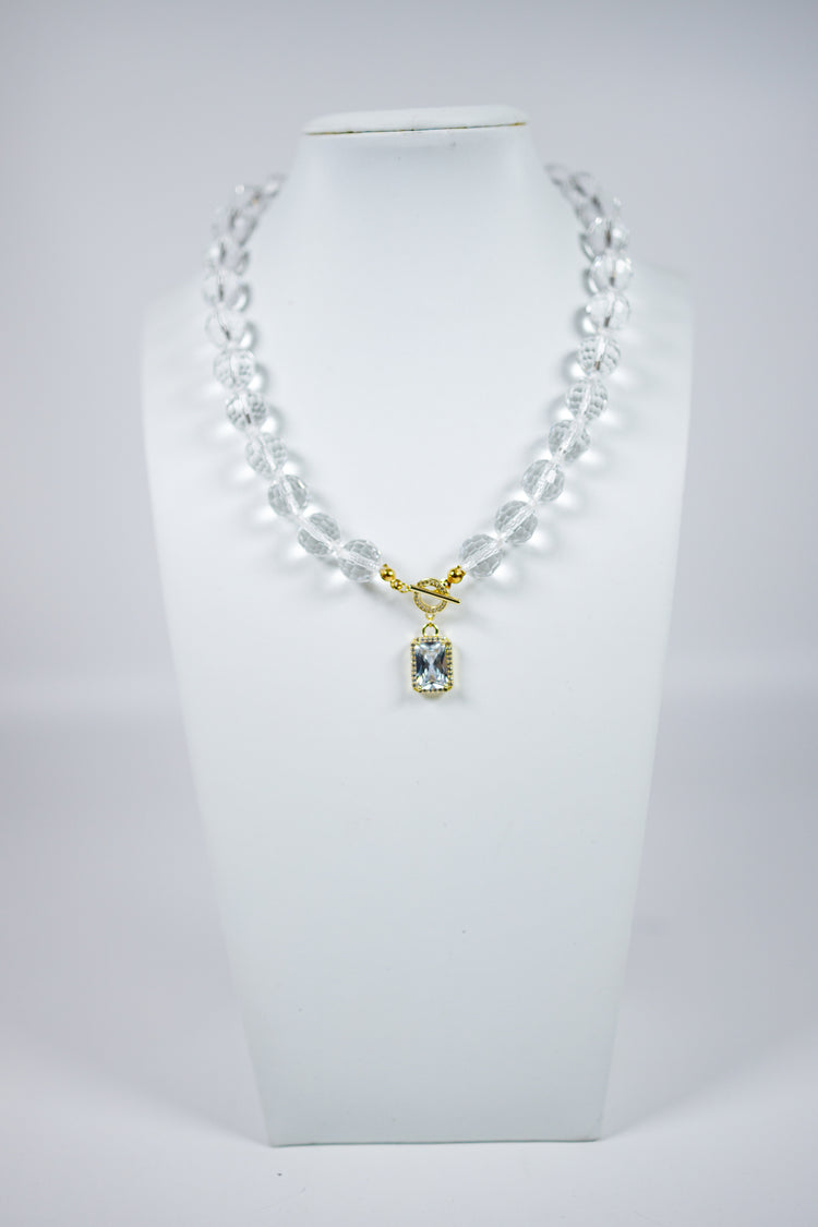 Clear Ball and Crystal Necklace Jaxe + Grace Boutique