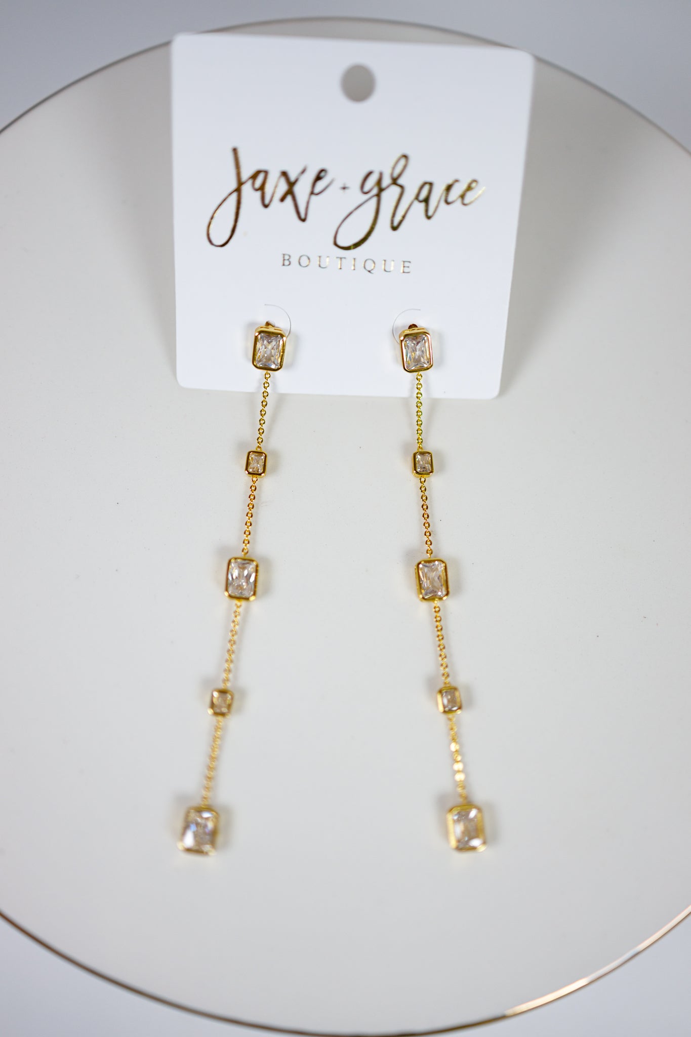 5 Stone Dangle Drop Earrings Jaxe + Grace Boutique