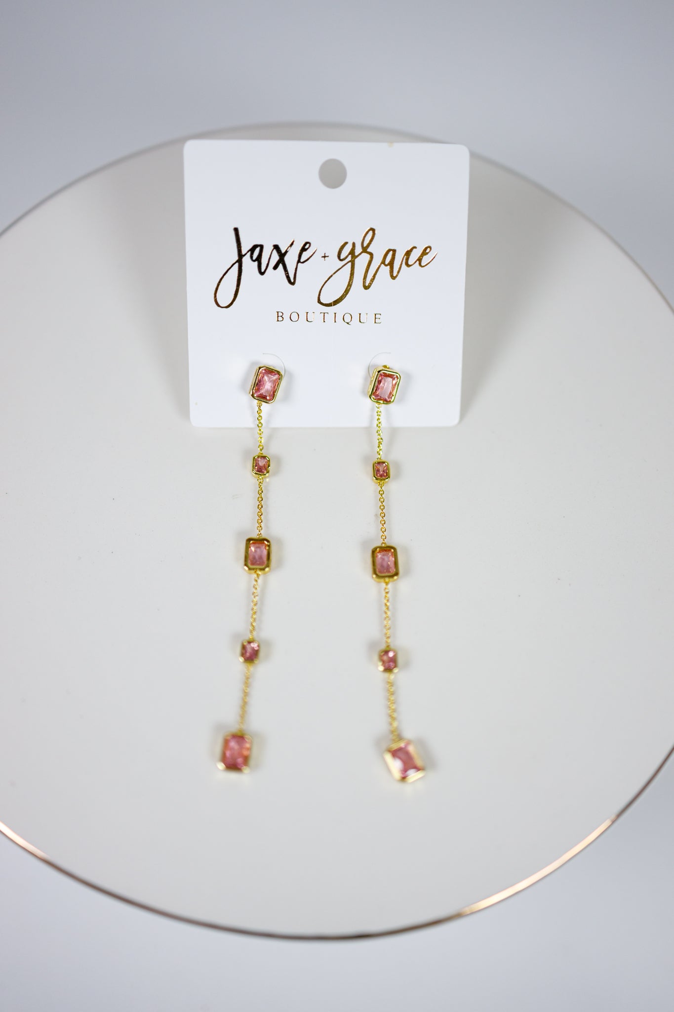 5 Stone Dangle Drop Earrings Jaxe + Grace Boutique