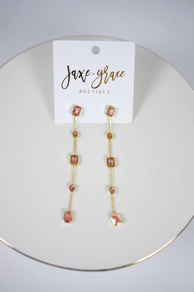 5 Stone Dangle Drop Earrings Jaxe + Grace Boutique