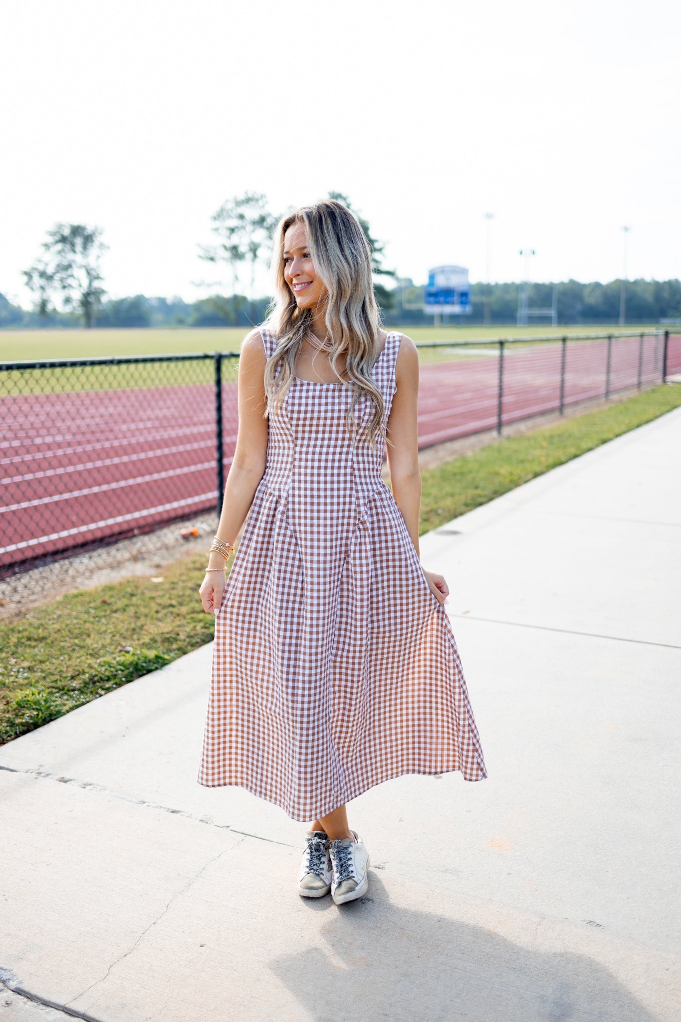 Brown Plaid Midi Dress Jaxe + Grace Boutique
