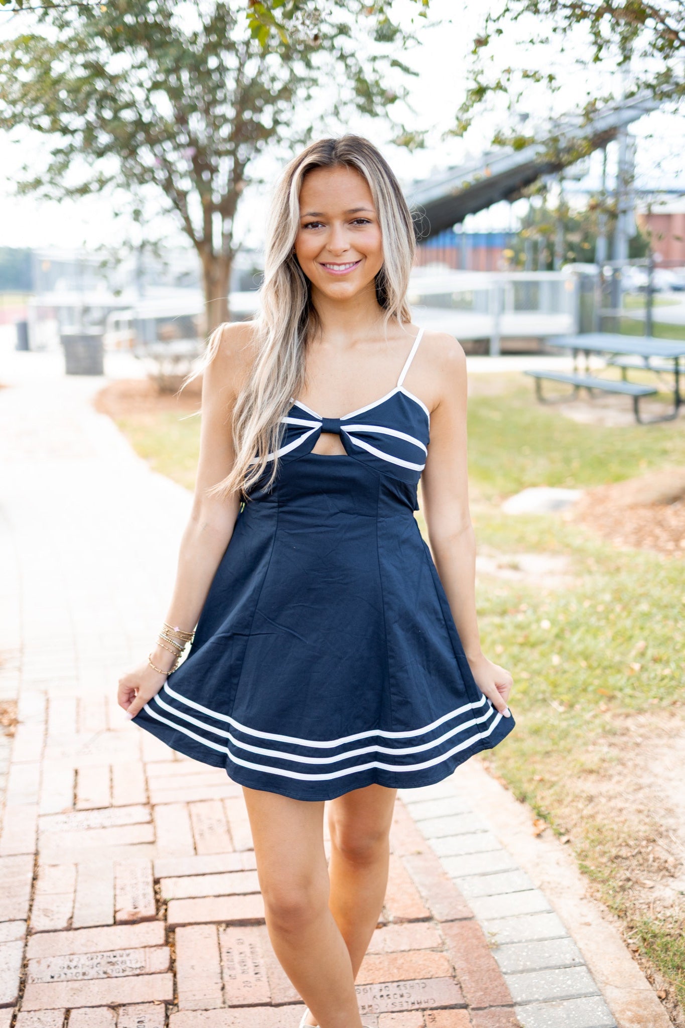 Navy Cutout Back Bow Dress Jaxe + Grace Boutique