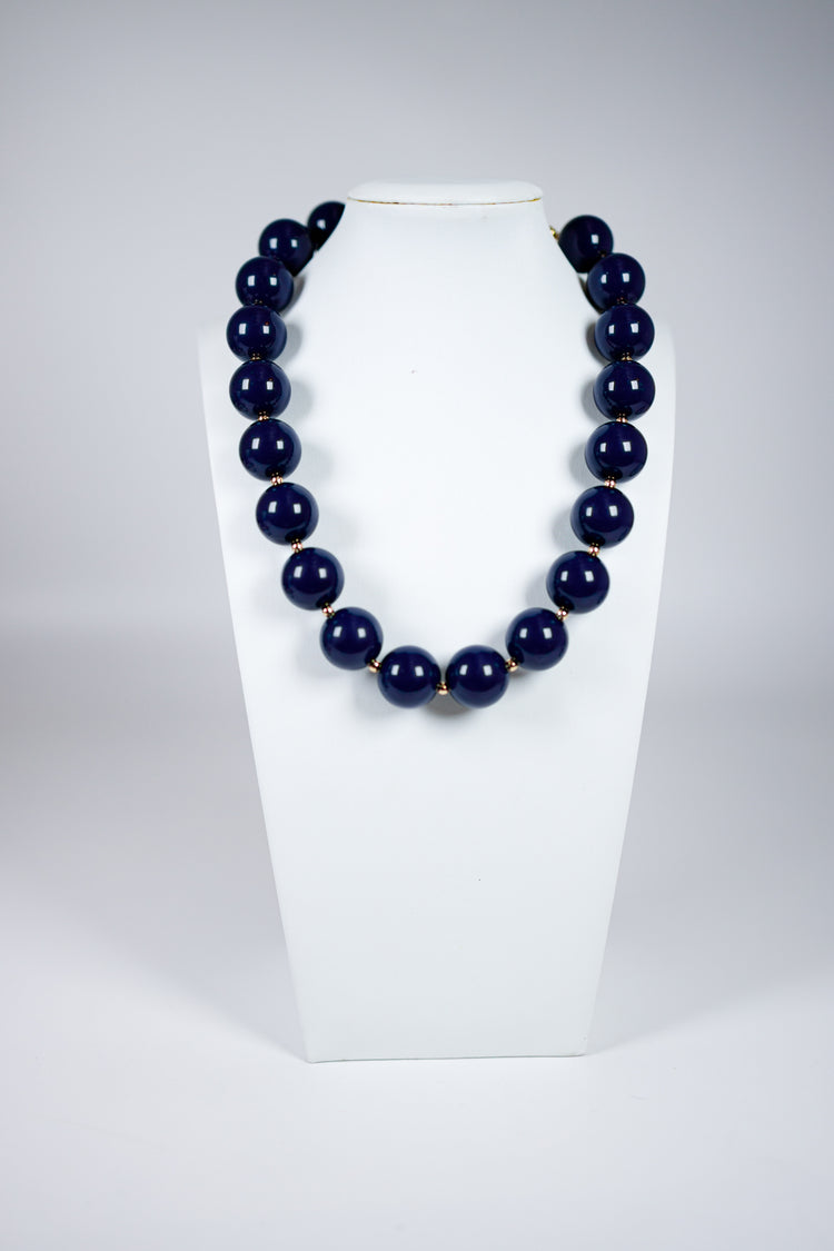 Navy Acrylic Ball Necklace Jaxe + Grace Boutique
