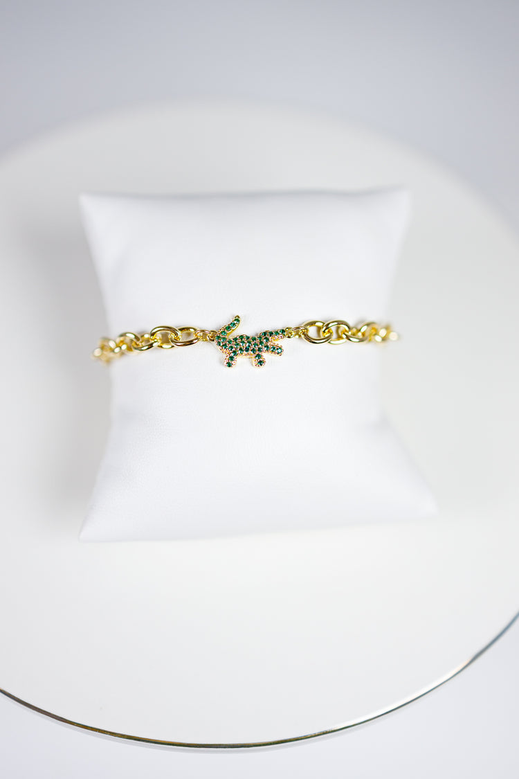 Pave CZ Crocodile Charm Bracelet Jaxe + Grace Boutique