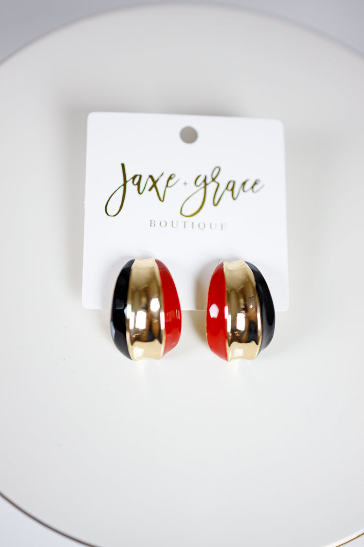 Red and Black Half Hoops Jaxe + Grace Boutique