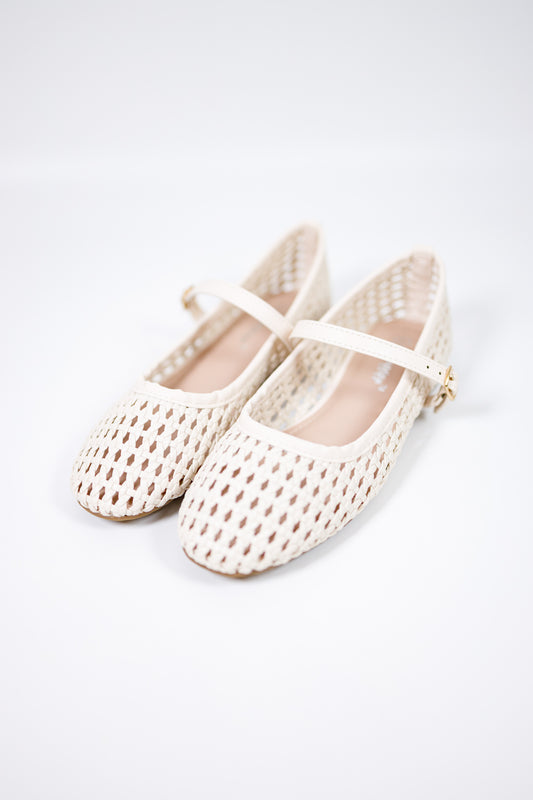 Off White Woven Flats Jaxe + Grace Boutique