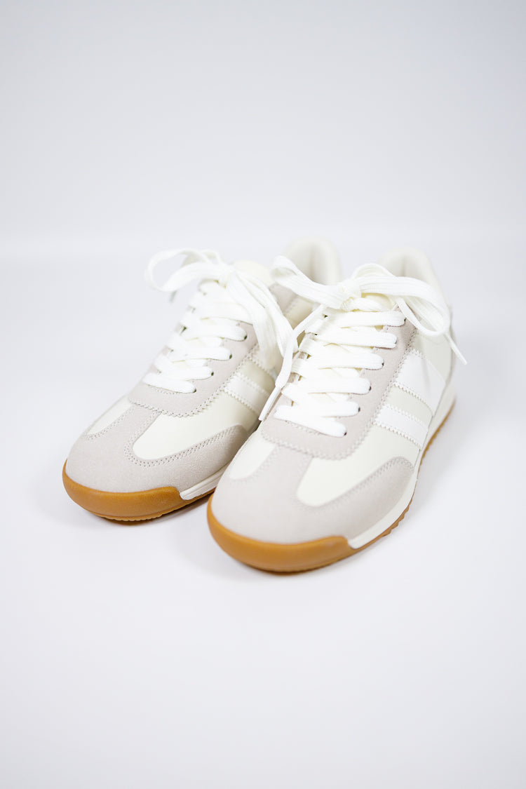 Beige Stripe Sneakers Jaxe + Grace Boutique