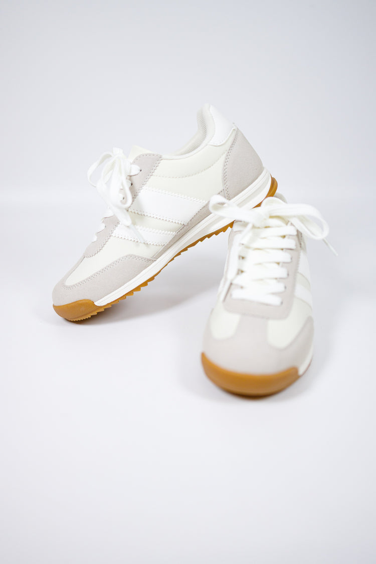 Beige Stripe Sneakers Jaxe + Grace Boutique