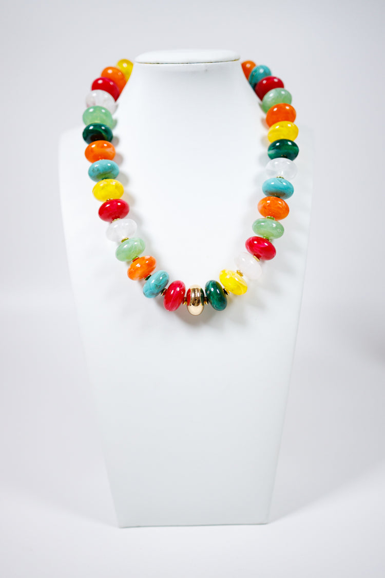 Resin Beaded w Gold Statement Necklace, VARIOUS Jaxe + Grace Boutique
