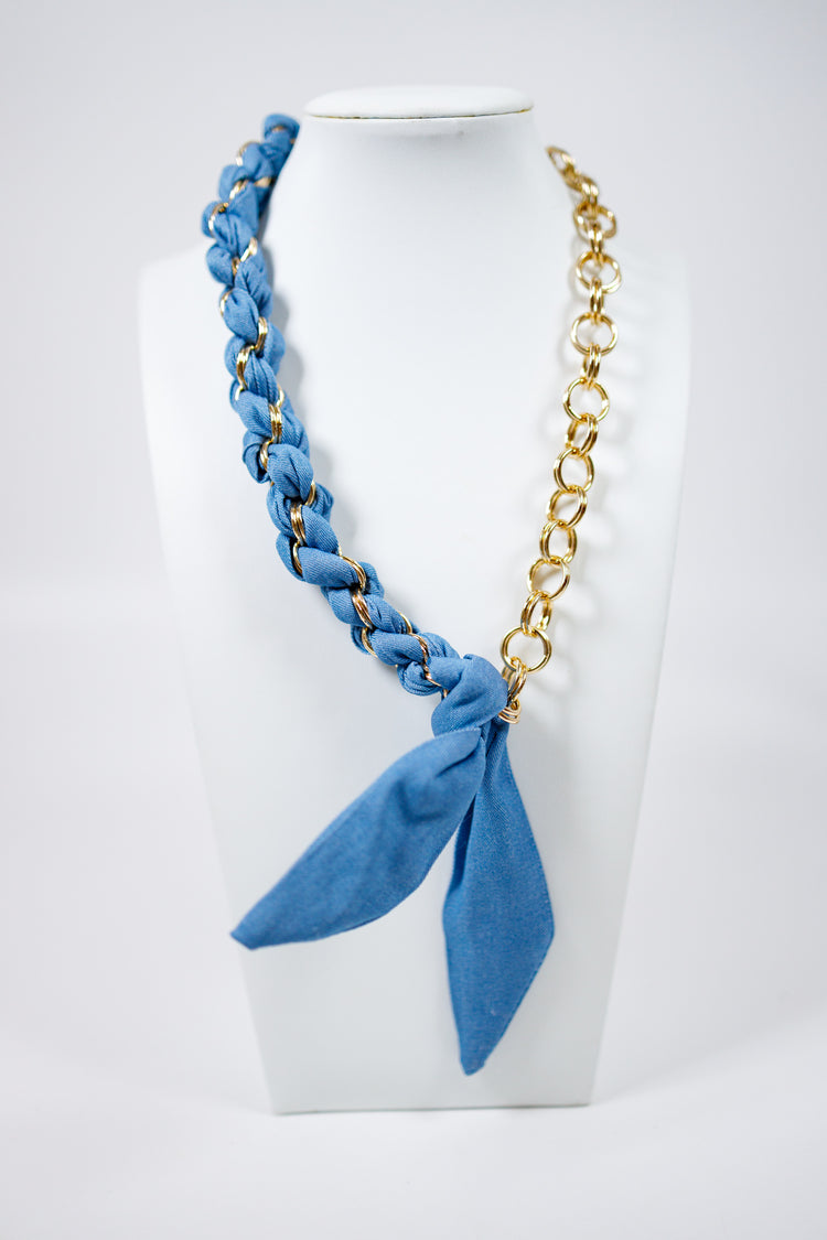 Denim Scarf Chain Necklace Jaxe + Grace Boutique