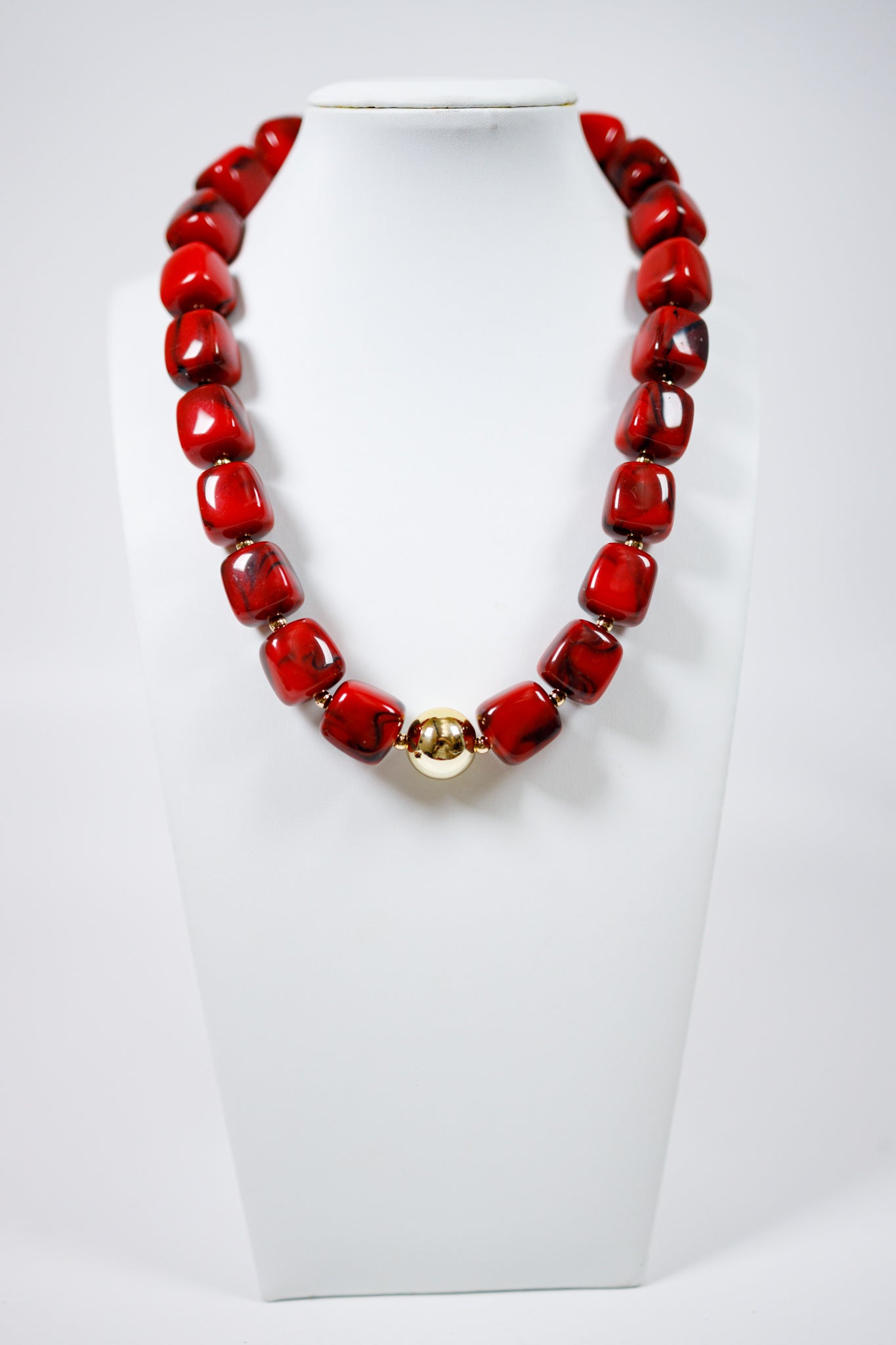 Resin Square Bead w Gold Ball Necklace, VARIOUS Jaxe + Grace Boutique