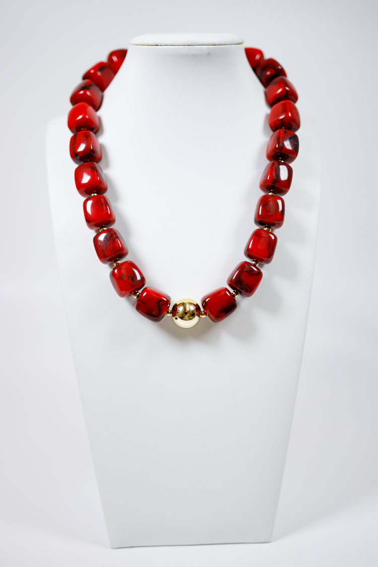 Resin Square Bead w Gold Ball Necklace, VARIOUS Jaxe + Grace Boutique