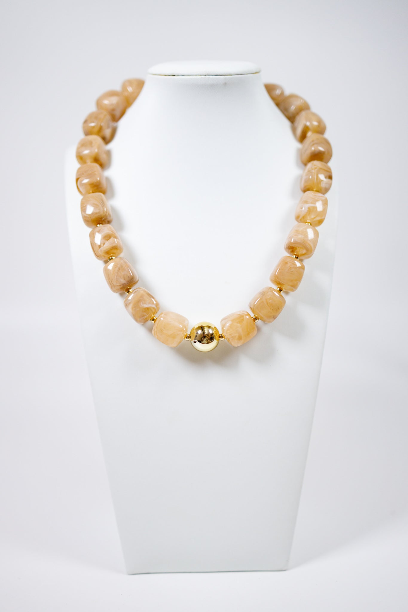 Resin Square Bead w Gold Ball Necklace, VARIOUS Jaxe + Grace Boutique