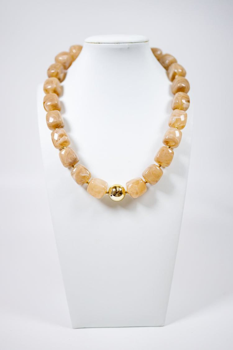 Resin Square Bead w Gold Ball Necklace, VARIOUS Jaxe + Grace Boutique