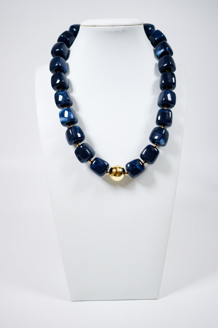 Resin Square Bead w Gold Ball Necklace, VARIOUS Jaxe + Grace Boutique