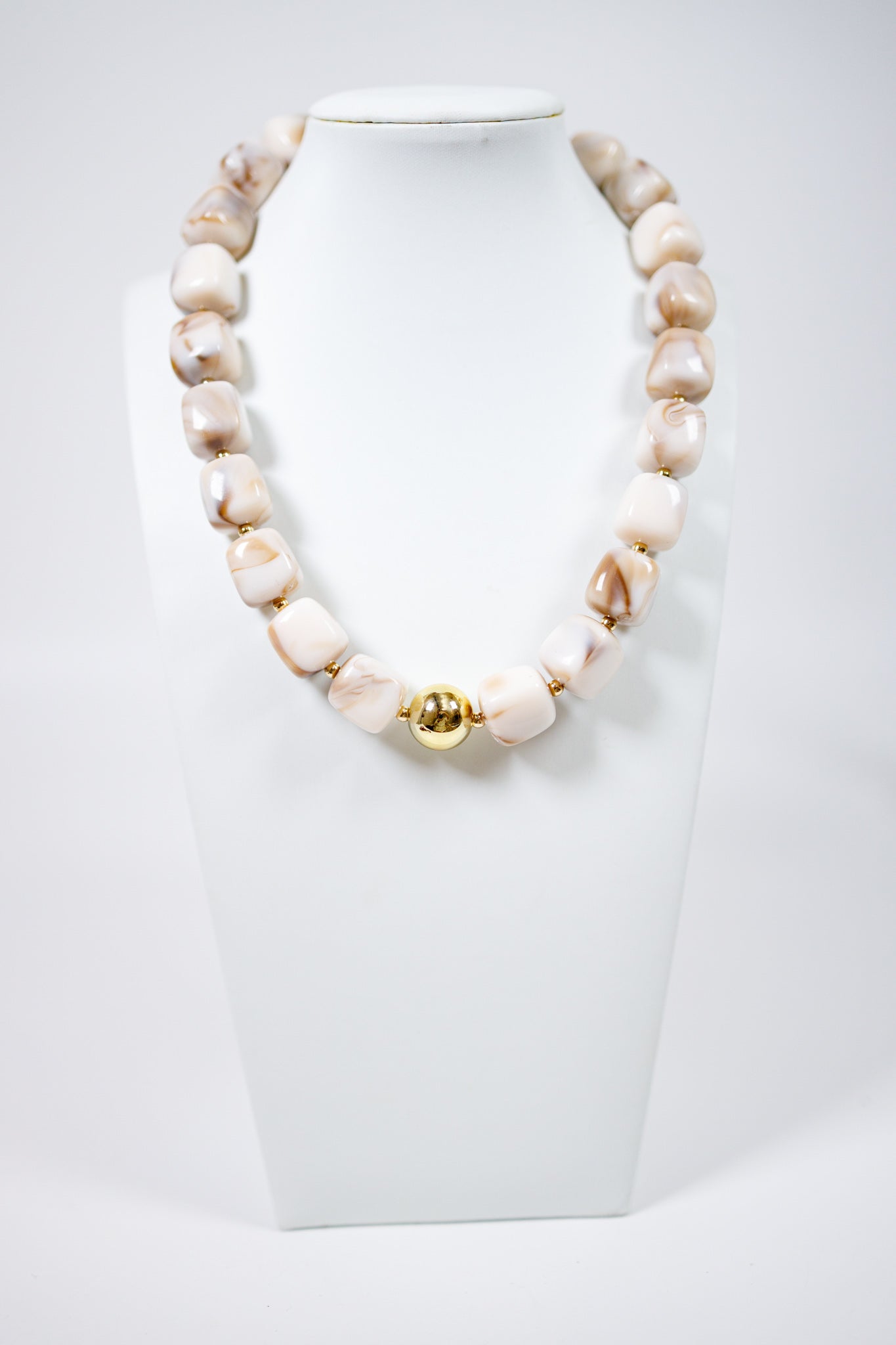 Resin Square Bead w Gold Ball Necklace, VARIOUS Jaxe + Grace Boutique