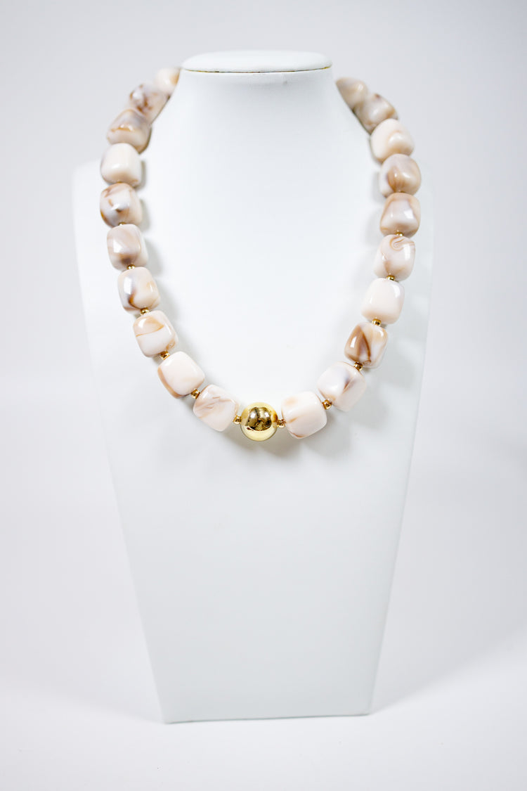 Resin Square Bead w Gold Ball Necklace, VARIOUS Jaxe + Grace Boutique