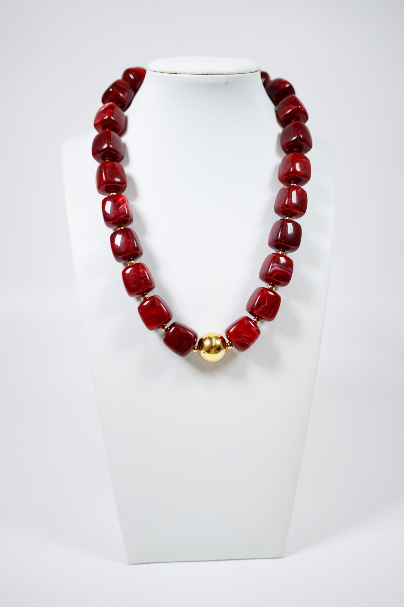 Resin Square Bead w Gold Ball Necklace, VARIOUS Jaxe + Grace Boutique