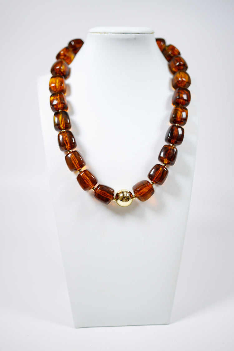 Resin Square Bead w Gold Ball Necklace, VARIOUS Jaxe + Grace Boutique