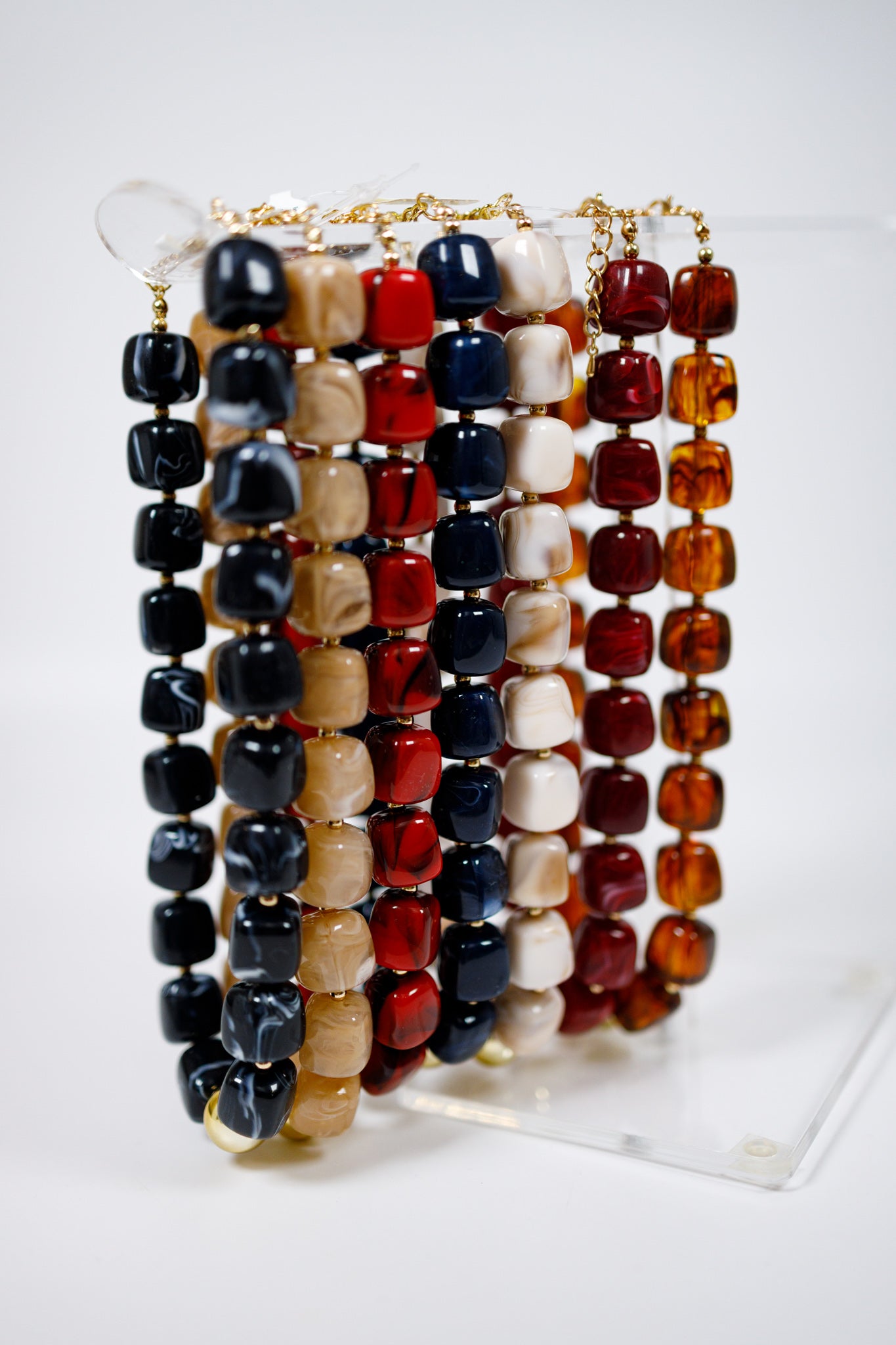 Resin Square Bead w Gold Ball Necklace, VARIOUS Jaxe + Grace Boutique