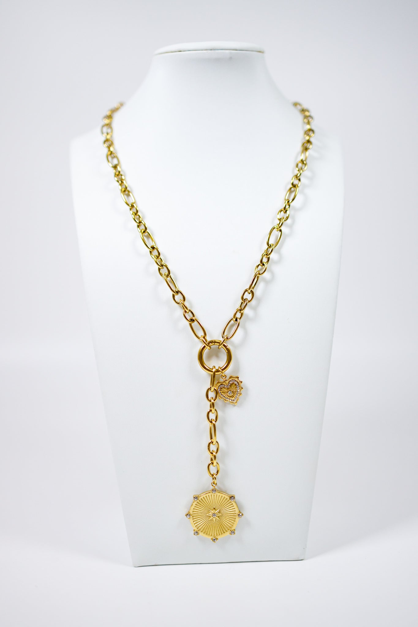 Sun & Heart Charm Chain Necklace Jaxe + Grace Boutique