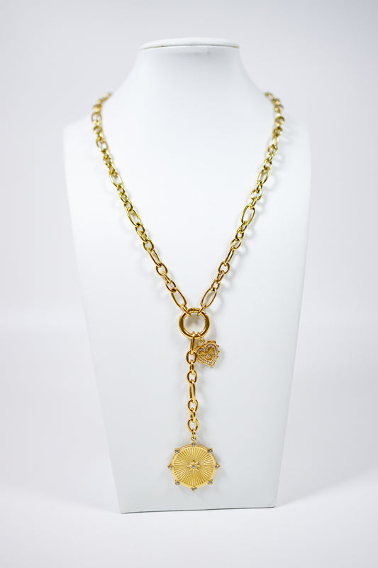Sun & Heart Charm Chain Necklace Jaxe + Grace Boutique