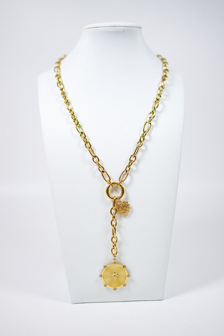 Sun & Heart Charm Chain Necklace Jaxe + Grace Boutique