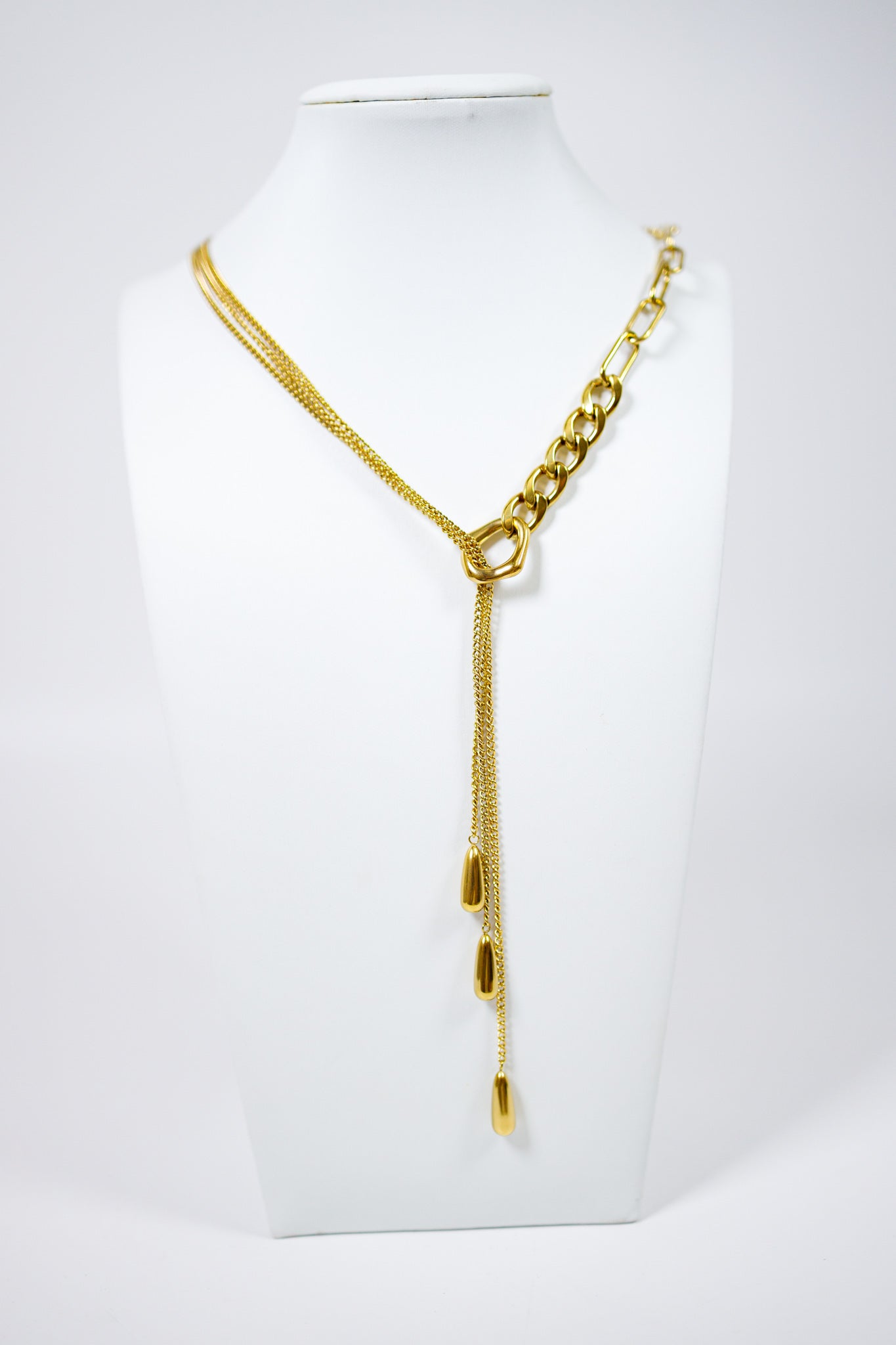 Teardrop Dangle Chain Lariat Necklace Jaxe + Grace Boutique