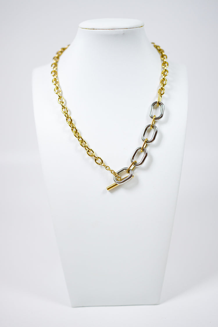 Two Tone Gold Plated Chain Necklace Jaxe + Grace Boutique