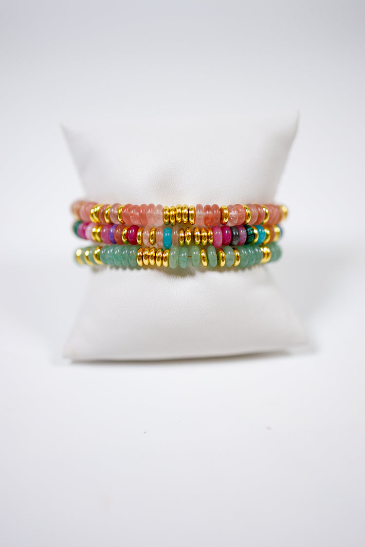 Colorful Stone Beaded Gold Accent Bracelet Jaxe + Grace Boutique