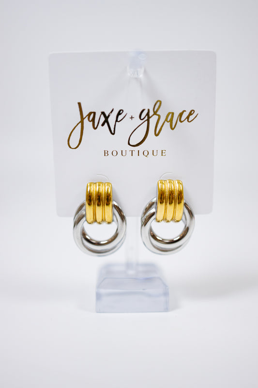 Mixed Metal Door Knocker Earrings Jaxe + Grace Boutique